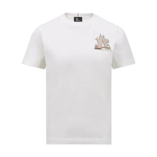 Hvit Logo Patch Crew Neck T-skjorte