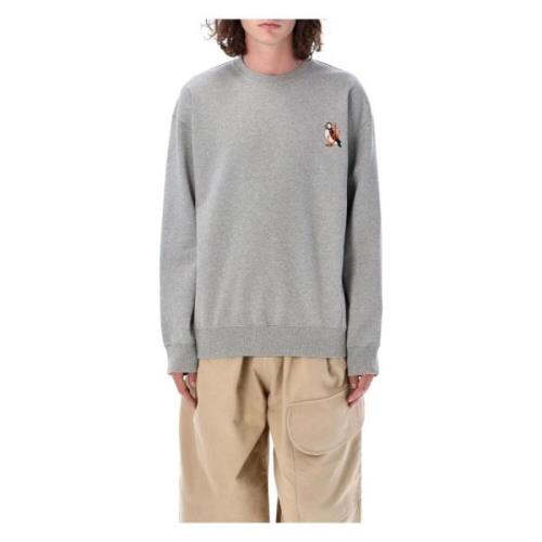 Grå Melange Puffin Broderi Sweatshirt