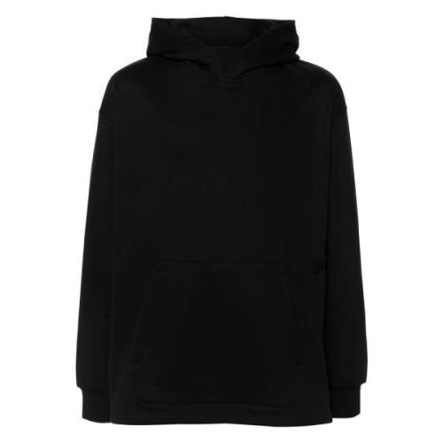 Svart Loose Hoodie med Jersey Tekstur