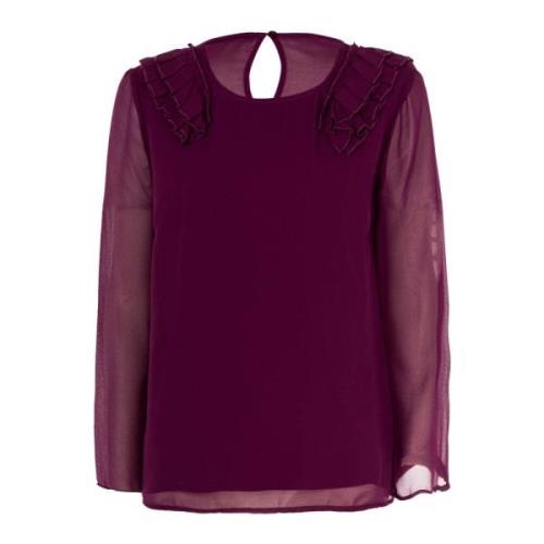 Elegant Lilla Bluse med Lange Ermer