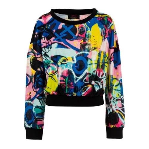 Sporty Multicolor Disney Tema Kort Sweatshirt