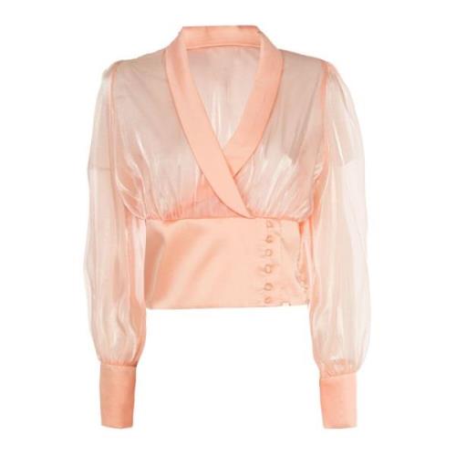 Elegant Rosa Bluse med Lange Ermer