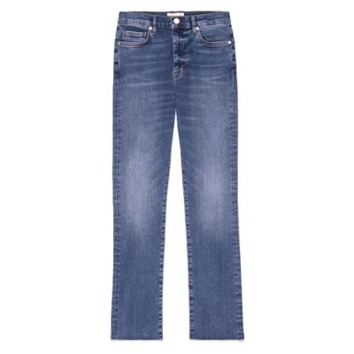 Høy Straight Rå Denim Jeans