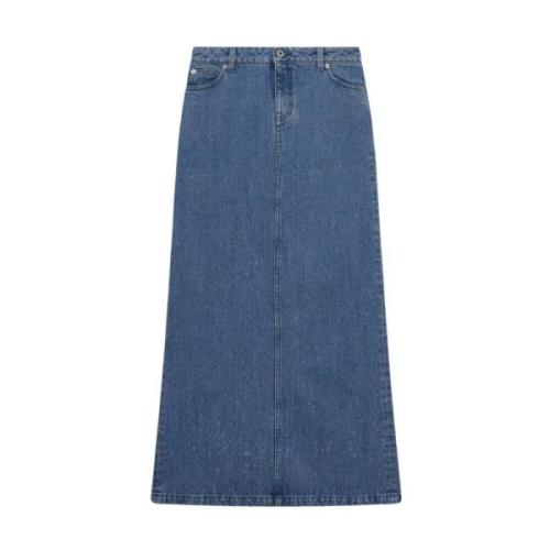 Denim Maxi Skjørt med Laserbehandling