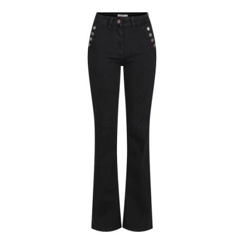 Svart Knappedetalj Slim-Fit Denim Jeans