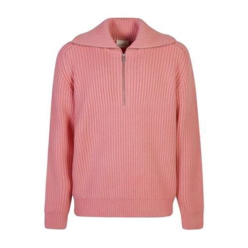 Rosa V-hals Strikket Genser Sweatshirt Aw24