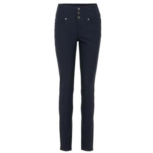 Marineblå High-Waist Tight Fit Bukse