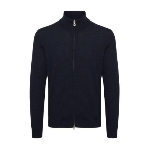 Mørk Navy Melange Glidelås Cardigan