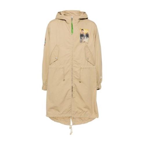 Beige Bomull Parka Kåpe