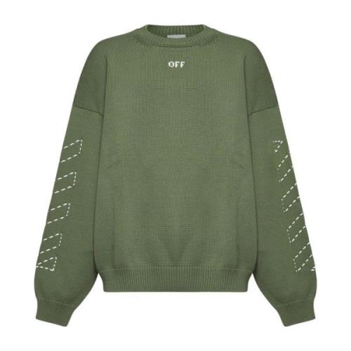 Grønn Bomullsblandet Crew Neck Genser