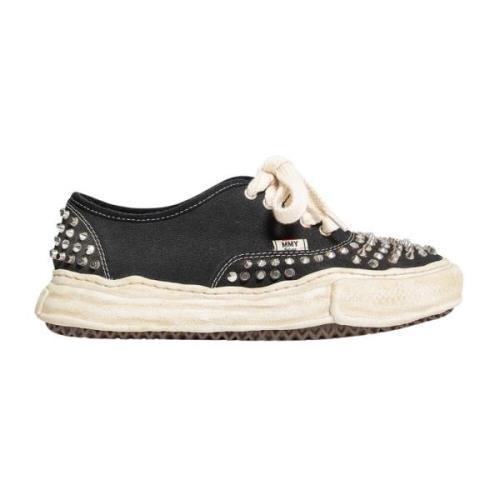 Studded Canvas Lace-Up Sneakers