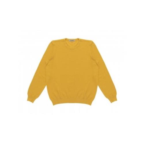 Gul Ribbet Crew Neck Genser