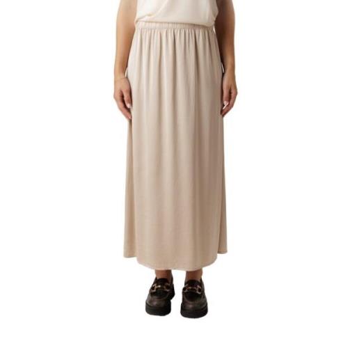 Ørken Satin Midi Skjørt med Sidesplisser