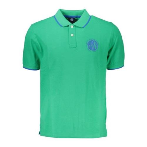 Grønn Polo med Korte Ermer Kontrast Logo Print