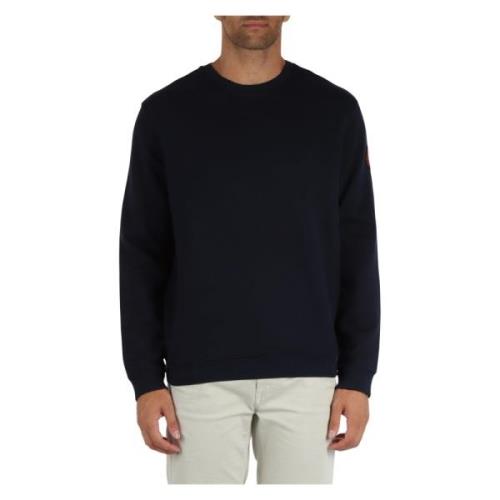 Bomull crewneck sweatshirt med logo patch