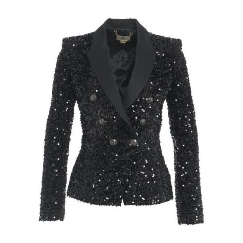 Svart Chenille Paljett Blazer Aw24