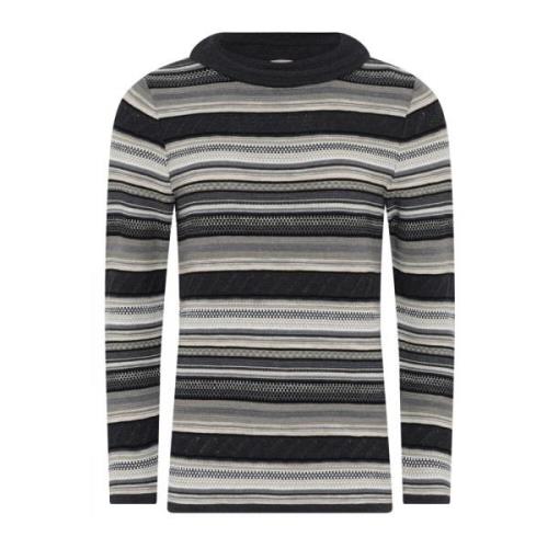 Stripete Jacquard Pullover Bluse Kull