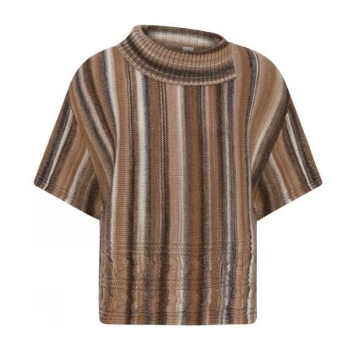 Fargerik Cape Bluse med Brede Ermer