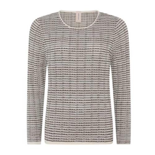 Multifarget O-Neck Pullover Bluse Krem