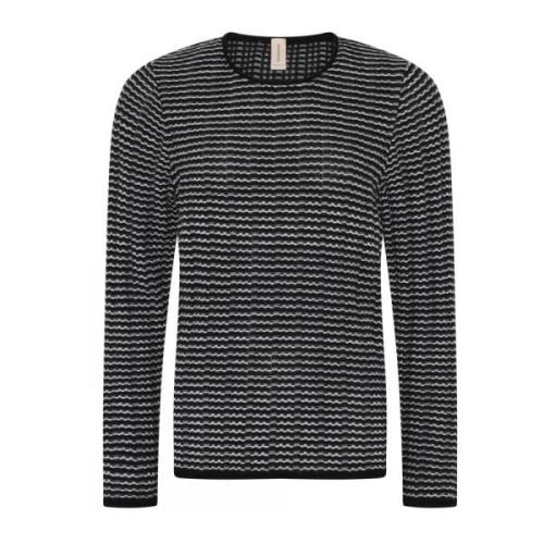 Multifarget O-Neck Pullover Bluse Svart