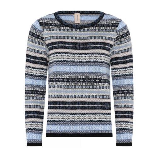 Jaquard Pullover Bluse Svart/Blå