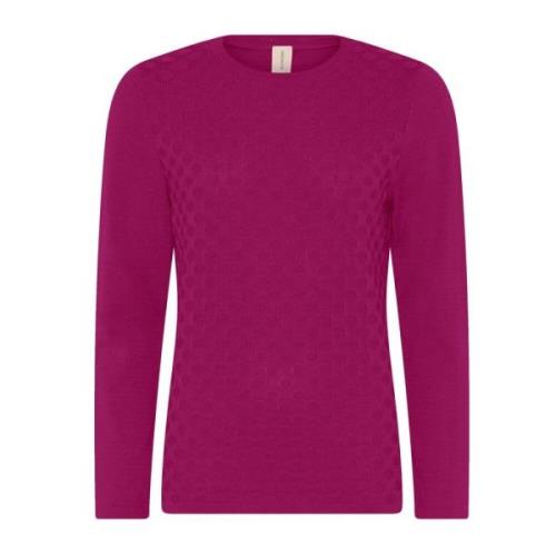 Prikket Struktur Pullover Bluse Ametyst