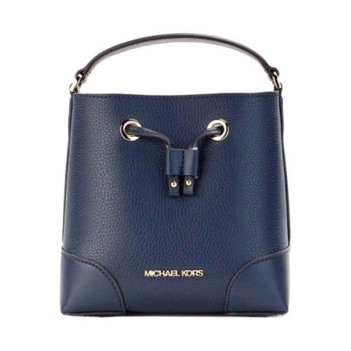 Navy Bucket Drawstring Crossbody Veske