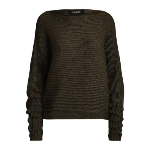 Metallic Boatneck Sweater med olivengrønt garn