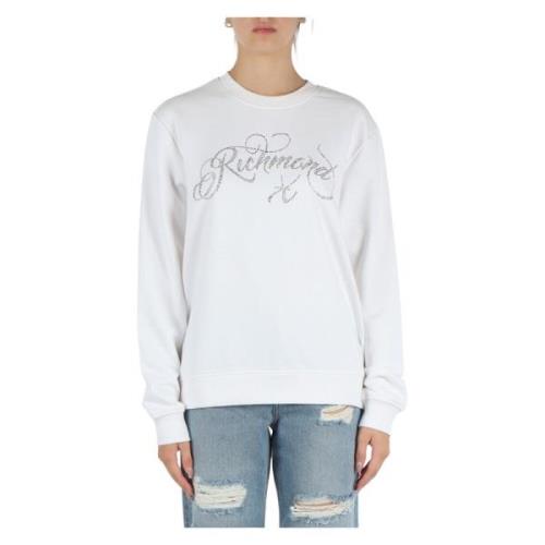 Bomullsblandet sweatshirt med strass logo