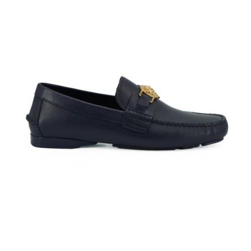 Marineblå Kalveskinn Loafers