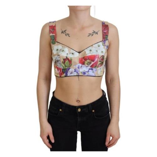 Blomster Bustier-Crop-Top med Italiensk Hndverk