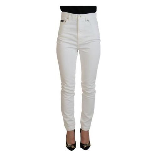 Høy Midje Slim Jeans Off White