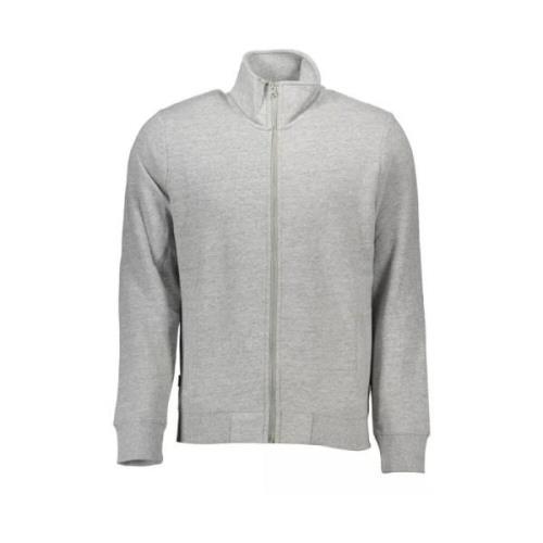 Grå Glidelås-Sweatshirt med Broderi