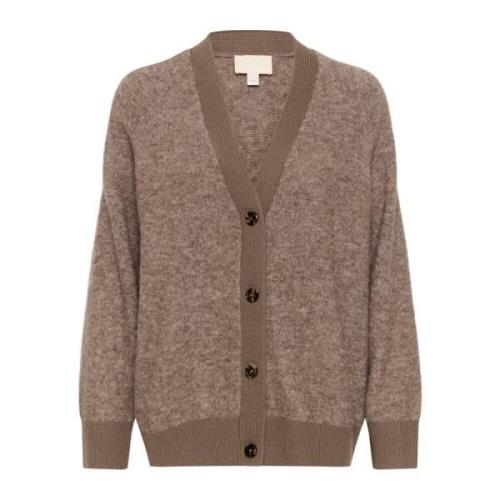 Oversized Cardigan Strikke Morel Melange