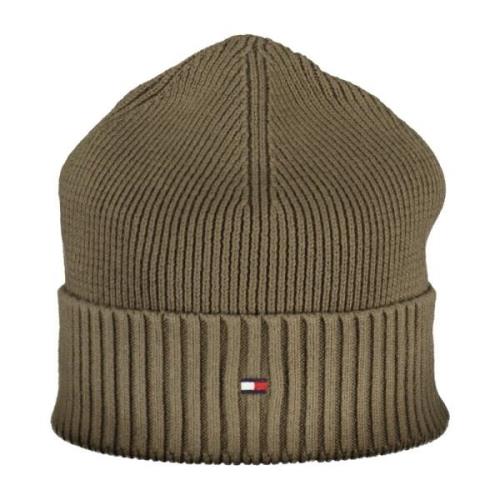 Grønn Brodert Logo Bomull Beanie