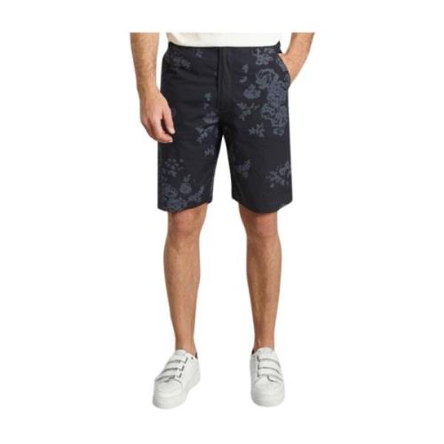 Marineblå Blomstertrykk Shorts