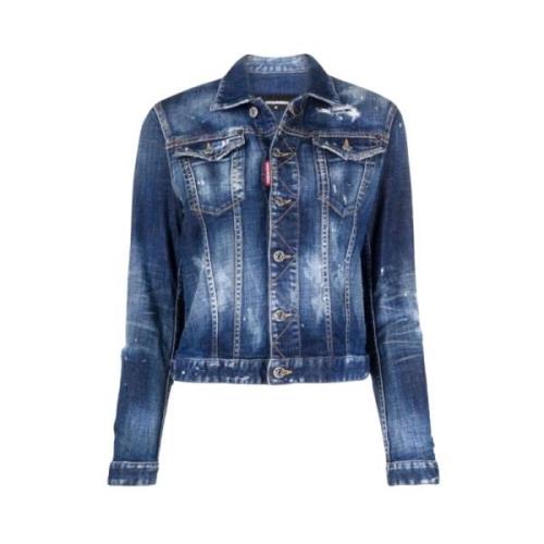 Hvit Icon Spray Denim Jakke