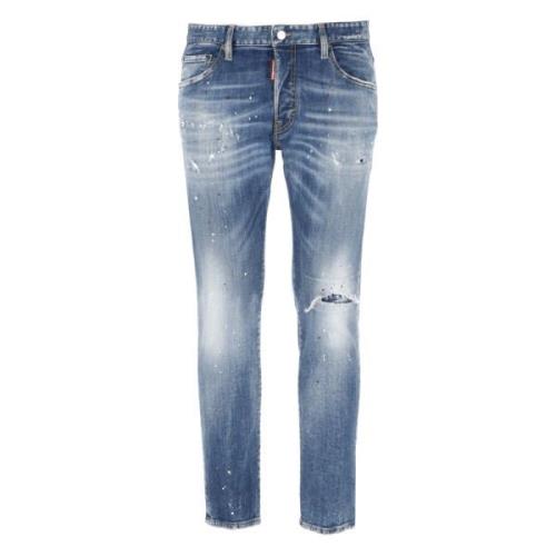 Blå Ripped Bomull Jeans