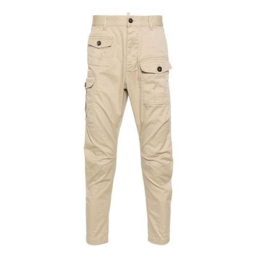 Beige Bomull Cargo Bukser