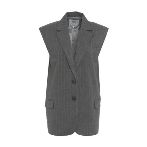 Grå Blazer Vest Aw24 Chic Stil