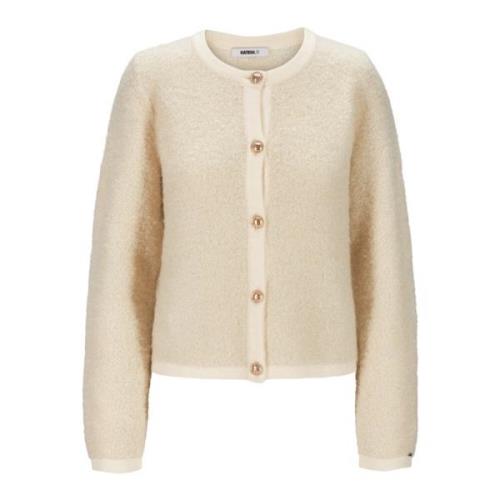 Hvit Diana Boucle Cardigan med Gullknapper