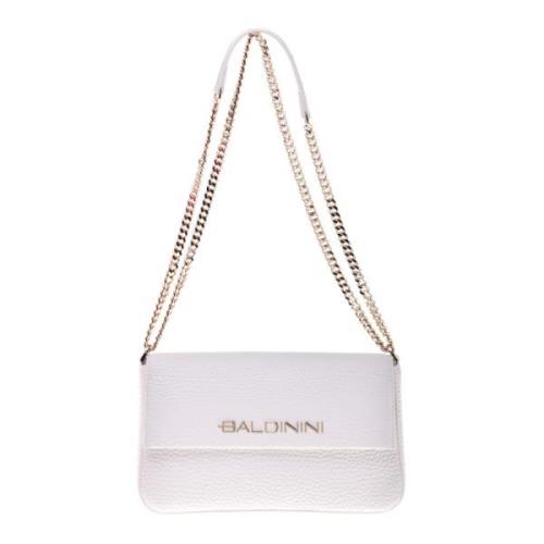 Shoulder bag in white tumbled leather