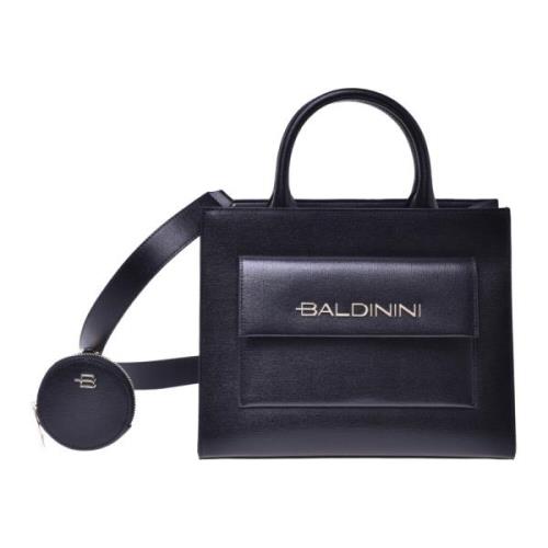 Handbag with purse in black saffiano leather