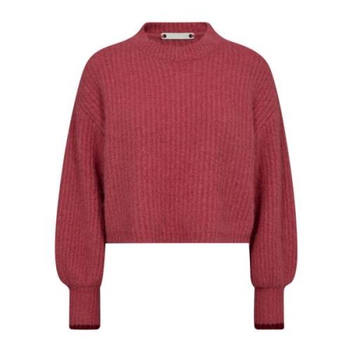 Rib O-Knit Sweater i Magenta