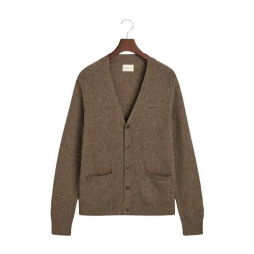 Brun Ullblanding Cardigan Strikket