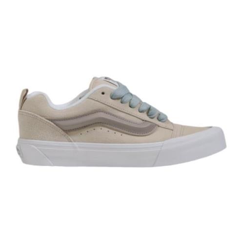 Beige Skinn Sneakers med Gummisåle