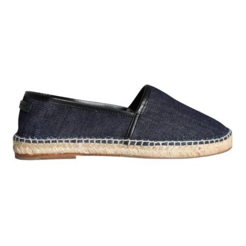 Blå Denim Lær Espadrilles Sko