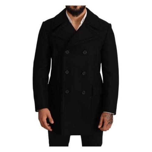 Elegant Svart Dobbeltspent Trenchcoat