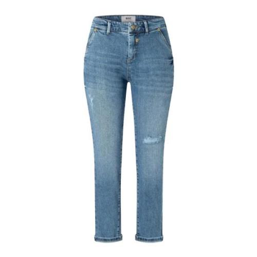 Slim-fit Cropped Jeans med Kule Detaljer