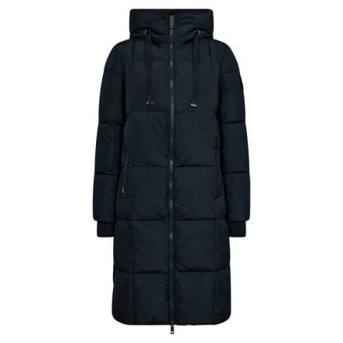 Marineblå Square Down Coat Jakke